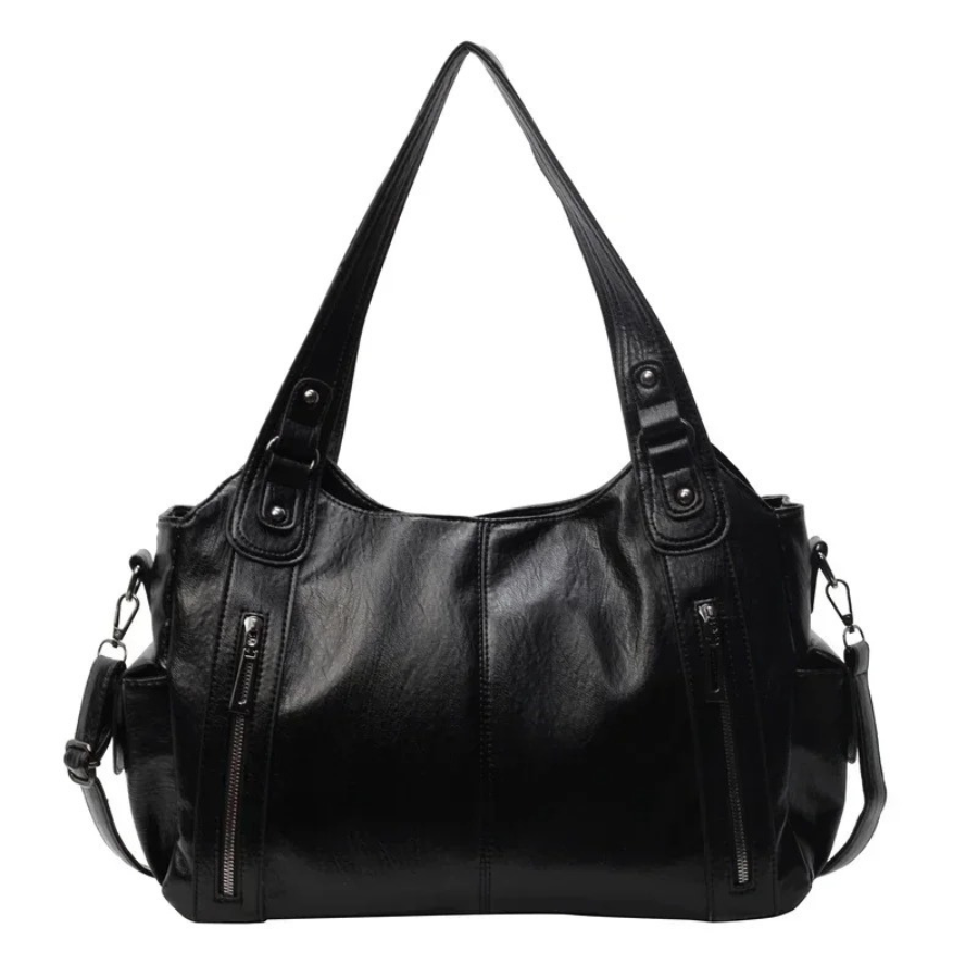 Dames Schoudertas met Ruim Interieur Zakken Cognac Zwart Espresso Werk Laptop Casual Reizen Dagelijks | Sansoti