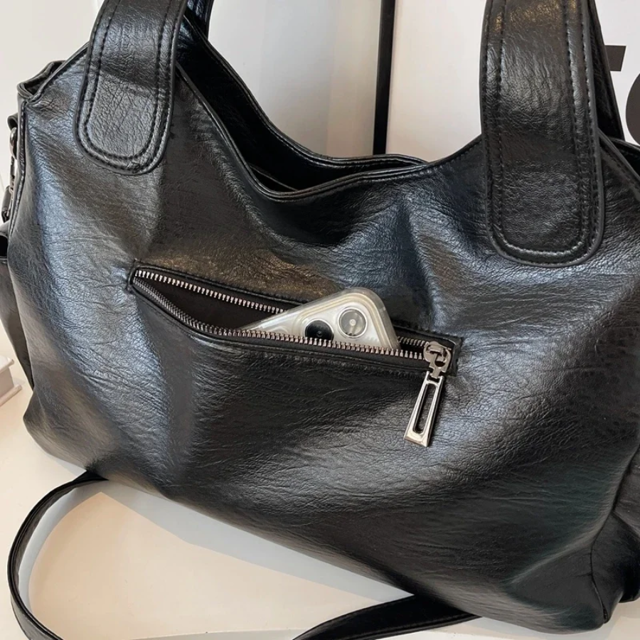 Dames Schoudertas met Ruim Interieur Zakken Cognac Zwart Espresso Werk Laptop Casual Reizen Dagelijks | Sansoti