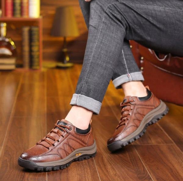 Orthopedic Leather Shoes Water-Resistant Men's Foot Support Joint Protection Everyday Use | Sansoti