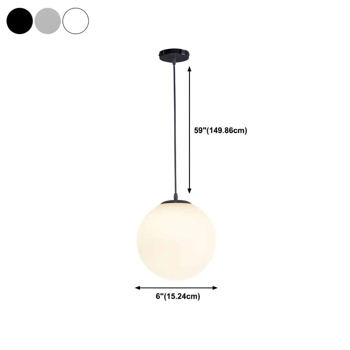 Moderne Witte Globe Hanglamp van Glas met Ronde Bolvorm in Diverse Maten voor Eetkamer en Woonkamer | Sansoti