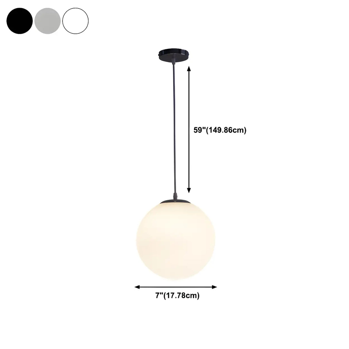 Moderne Witte Globe Hanglamp van Glas met Ronde Bolvorm in Diverse Maten voor Eetkamer en Woonkamer | Sansoti