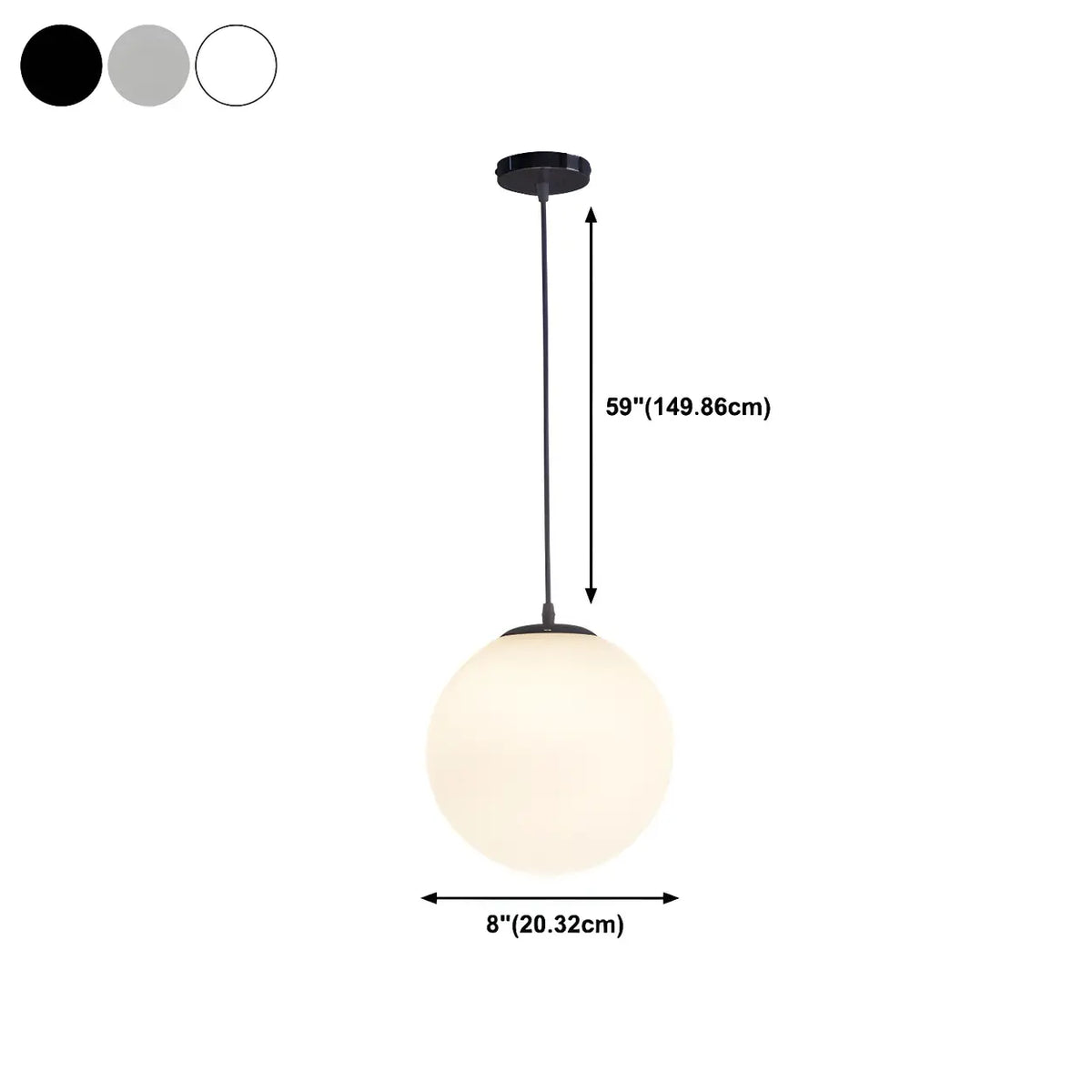 Moderne Witte Globe Hanglamp van Glas met Ronde Bolvorm in Diverse Maten voor Eetkamer en Woonkamer | Sansoti