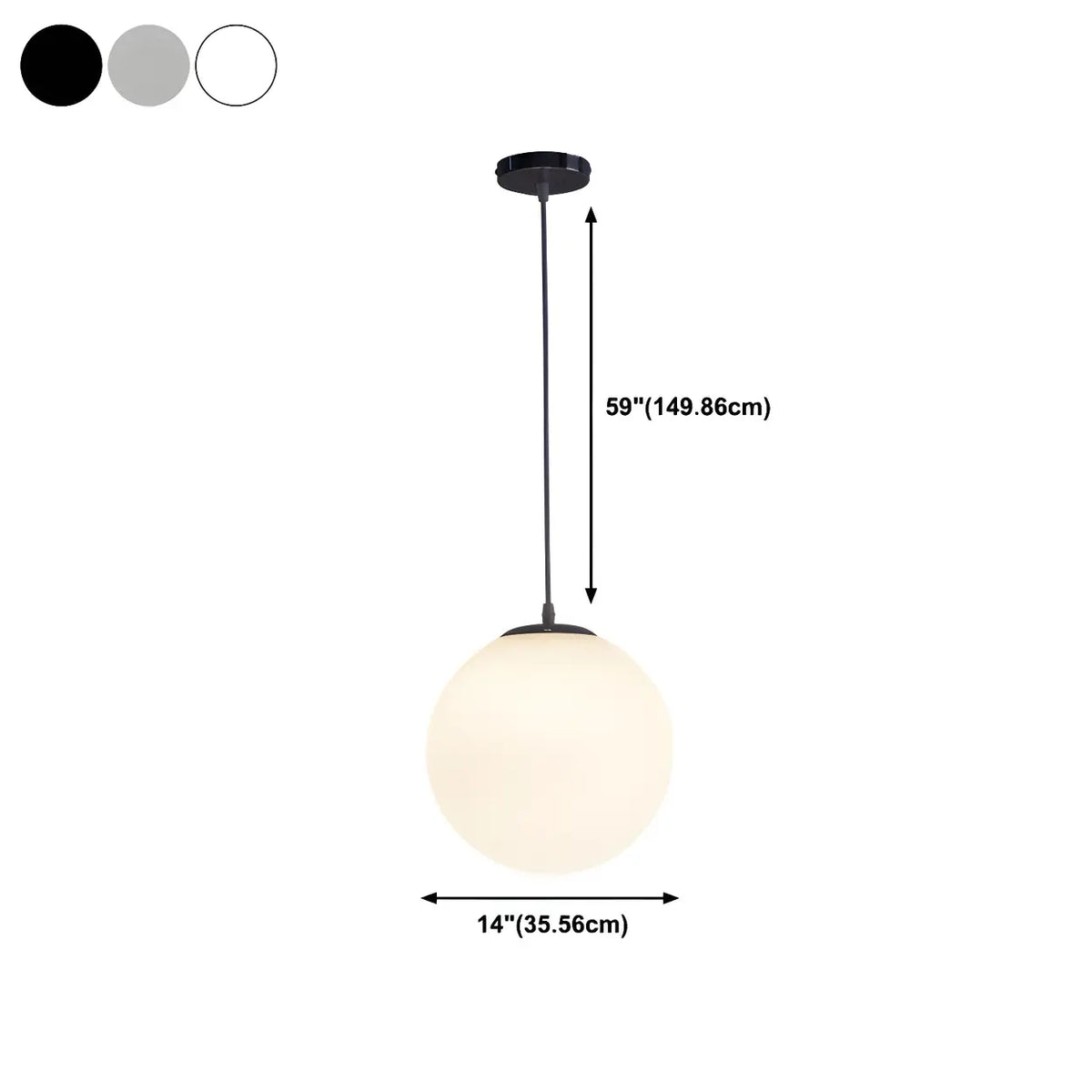 Moderne Witte Globe Hanglamp van Glas met Ronde Bolvorm in Diverse Maten voor Eetkamer en Woonkamer | Sansoti