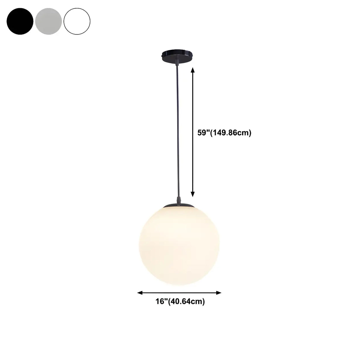 Moderne Witte Globe Hanglamp van Glas met Ronde Bolvorm in Diverse Maten voor Eetkamer en Woonkamer | Sansoti