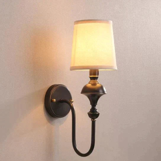 Copper Wall Lamp with Cone Lampshade - Single or Double Head - Elegant Design for Bedroom and Hallway | Sansoti