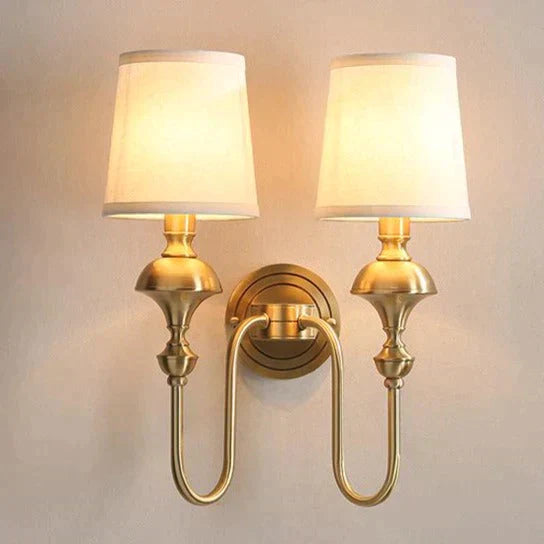 Copper Wall Lamp with Cone Lampshade - Single or Double Head - Elegant Design for Bedroom and Hallway | Sansoti