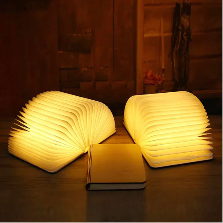 LED Book Lamp with Warm Light – Decorative Wooden Lamp in Book Shape for Atmospheric Lighting | Sansoti