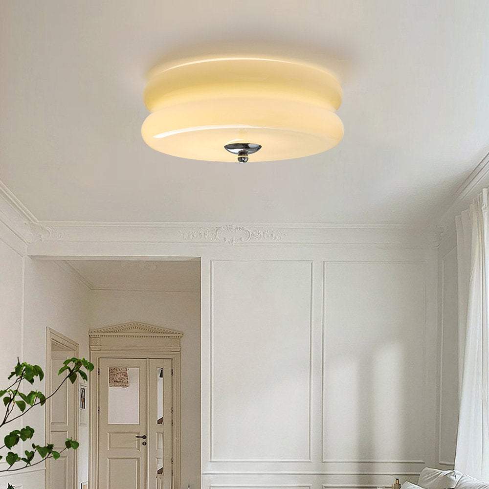 LED Ceiling Lamp Glass Metal Cream 13 cm Bedroom Living Room Art Deco Ceiling Lighting Round Warm Light Neutral Light White Light | Sansoti