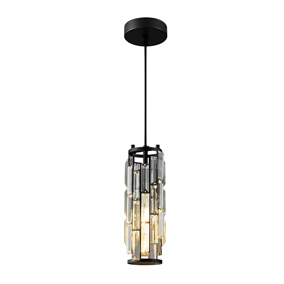 Suspension Cristal Fer Noir E27 Salle à Manger Salon Industriel Rétro Plafonnier Suspension Verre Cristal Bar Couloir | Sansoti