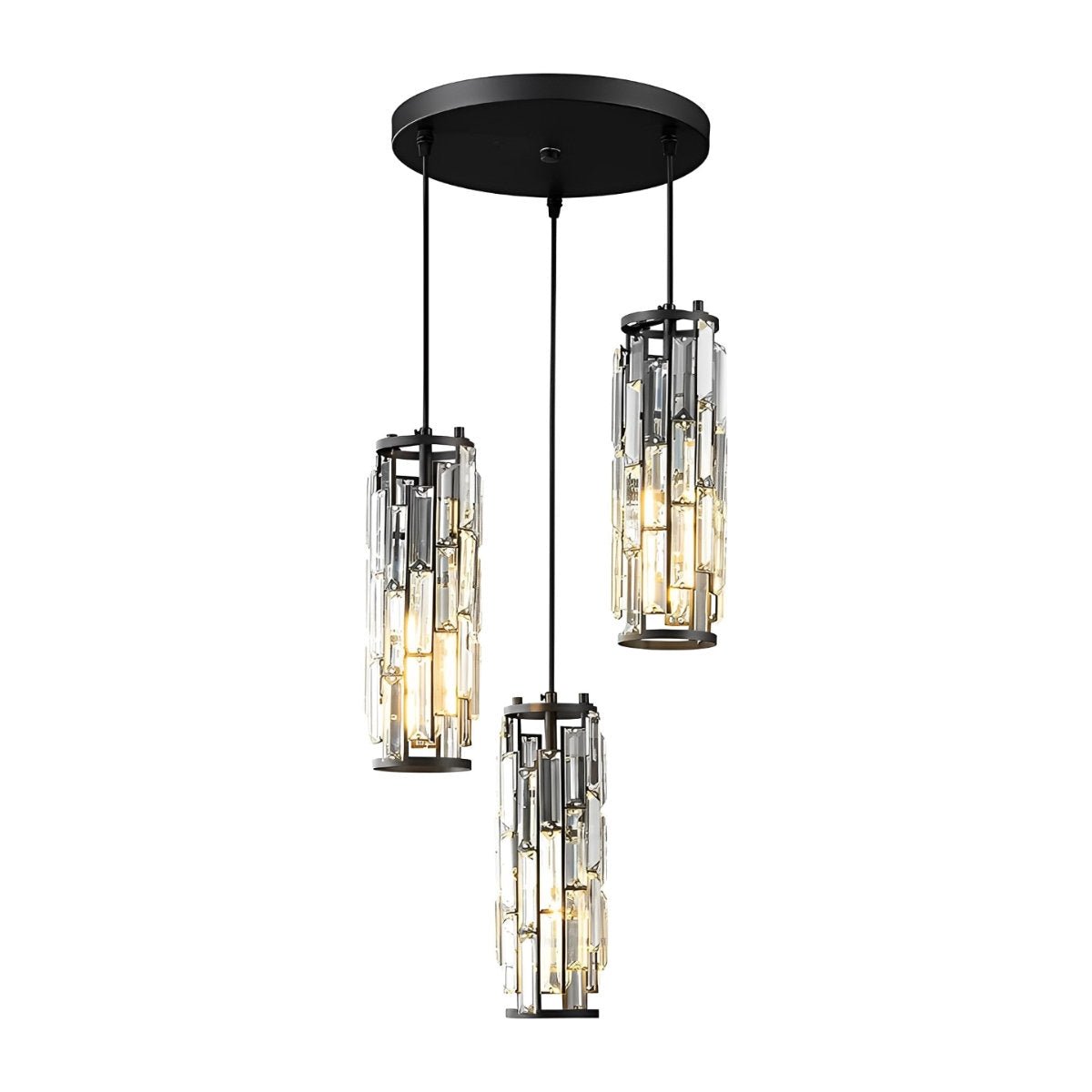 Suspension Cristal Fer Noir E27 Salle à Manger Salon Industriel Rétro Plafonnier Suspension Verre Cristal Bar Couloir | Sansoti
