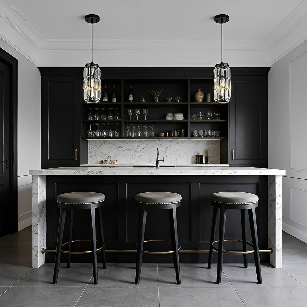 Suspension Cristal Fer Noir E27 Salle à Manger Salon Industriel Rétro Plafonnier Suspension Verre Cristal Bar Couloir | Sansoti