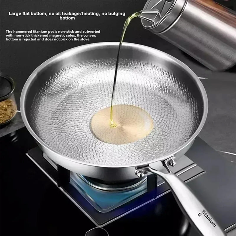 Titanium Frying Pan with Hammered Surface, Glass Lid, 26-30cm, Induction, Non-Stick Coating, Cookware, Sauté Pan | Sansoti