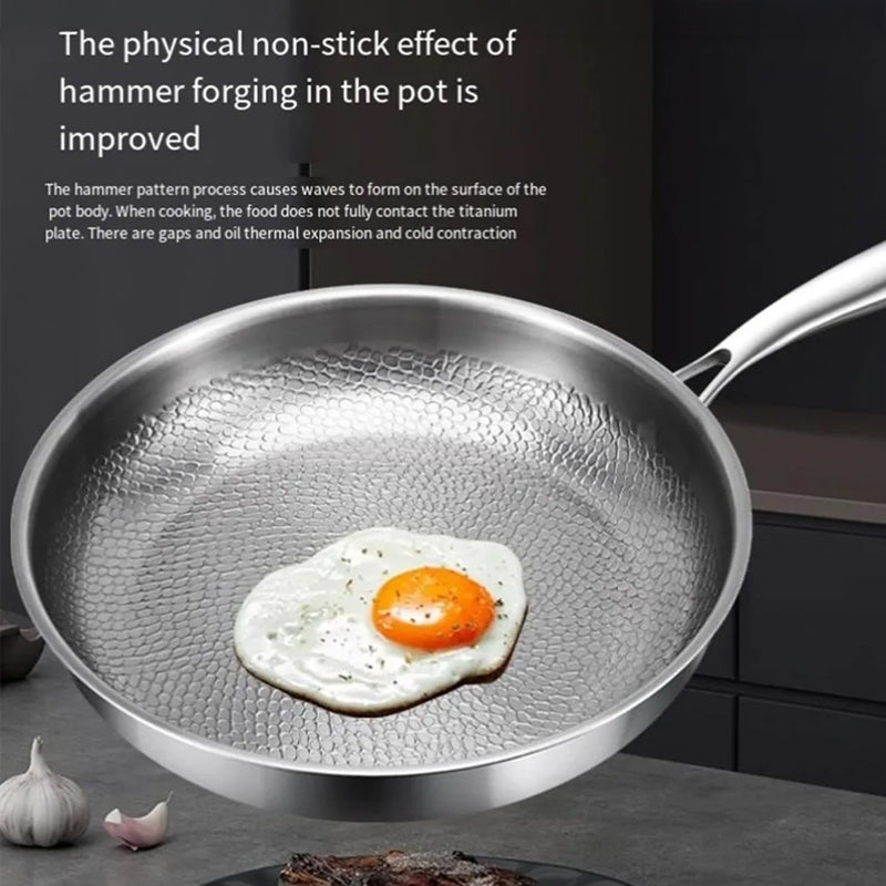 Titanium Frying Pan with Hammered Surface, Glass Lid, 26-30cm, Induction, Non-Stick Coating, Cookware, Sauté Pan | Sansoti