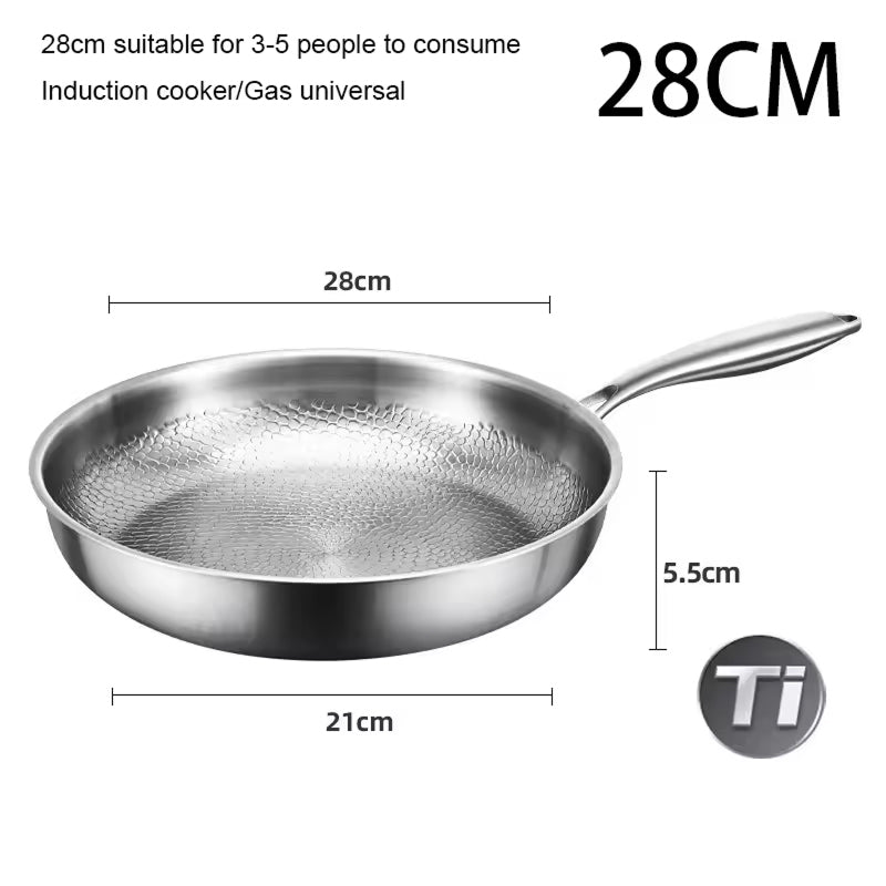 Titanium-Bratpfanne mit gehämmerter Oberfläche, Glasdeckel, 26-30 cm, Induktion, Antihaftbeschichtung, Kochgeschirr, Schmorpfanne | Sansoti