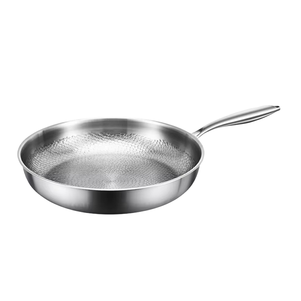 Titanium Frying Pan with Hammered Surface, Glass Lid, 26-30cm, Induction, Non-Stick Coating, Cookware, Sauté Pan | Sansoti