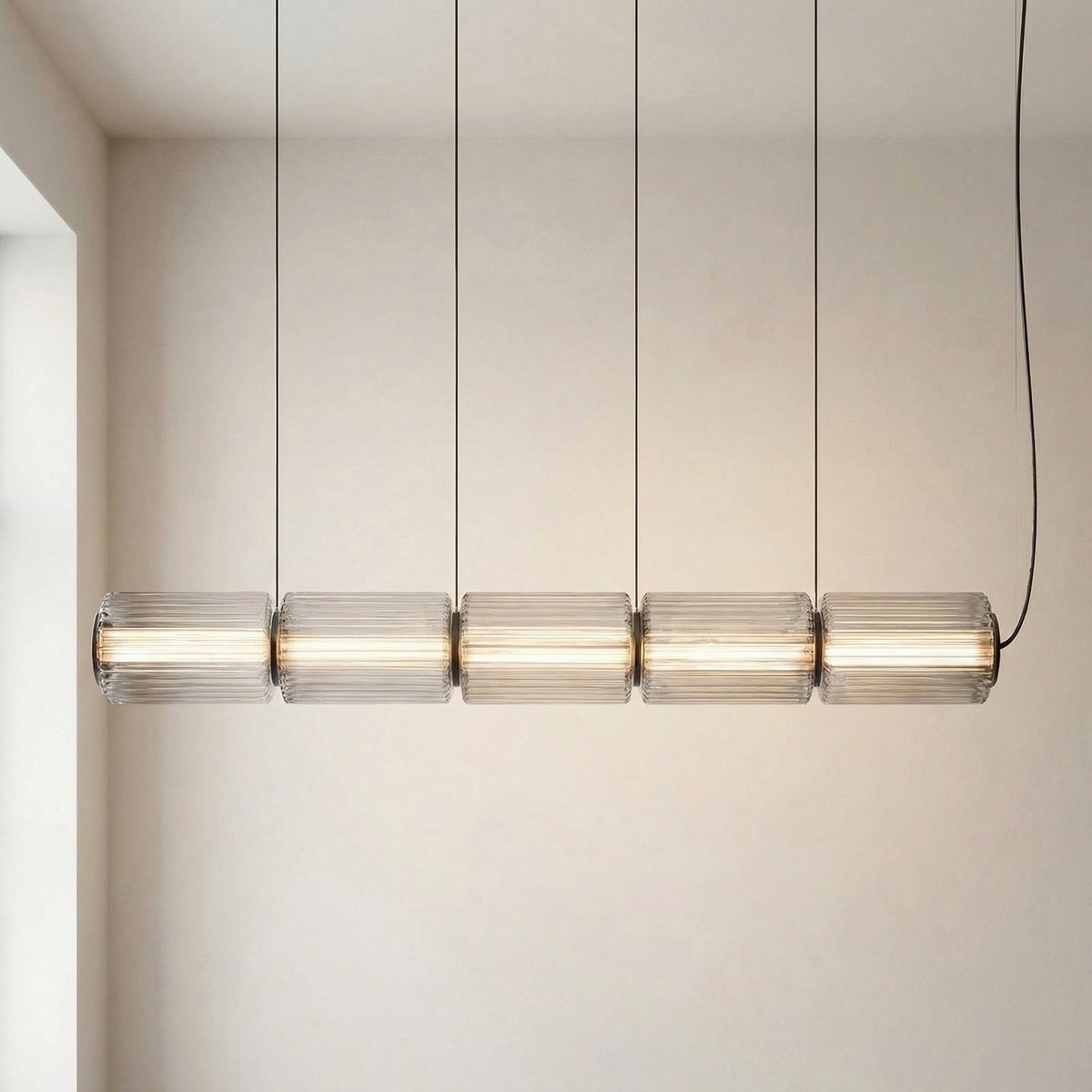 Hanglamp Cilinderglas Moderne Eettafel Bar Keuken Verlichting LED 3 4 5 Lampen Verstelbaar Zwart IJzer Design | Sansoti