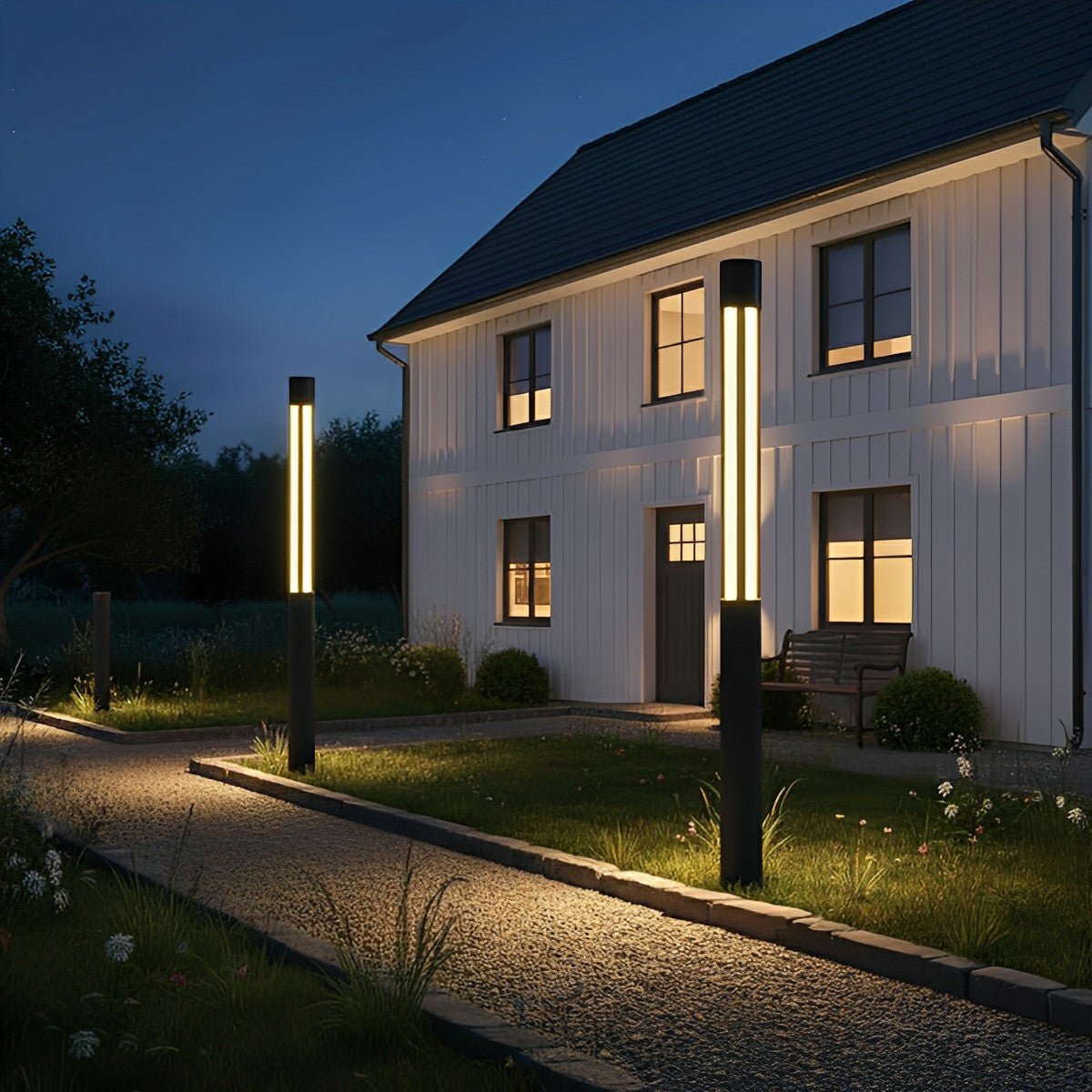 Cylindrical Outdoor Post LED Black Garden Lighting Pathway Lighting Waterproof Aluminum Garden Lamp Modern | Sansoti