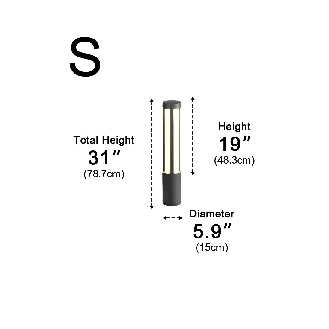 Cylindrical Outdoor Post LED Black Garden Lighting Pathway Lighting Waterproof Aluminum Garden Lamp Modern | Sansoti