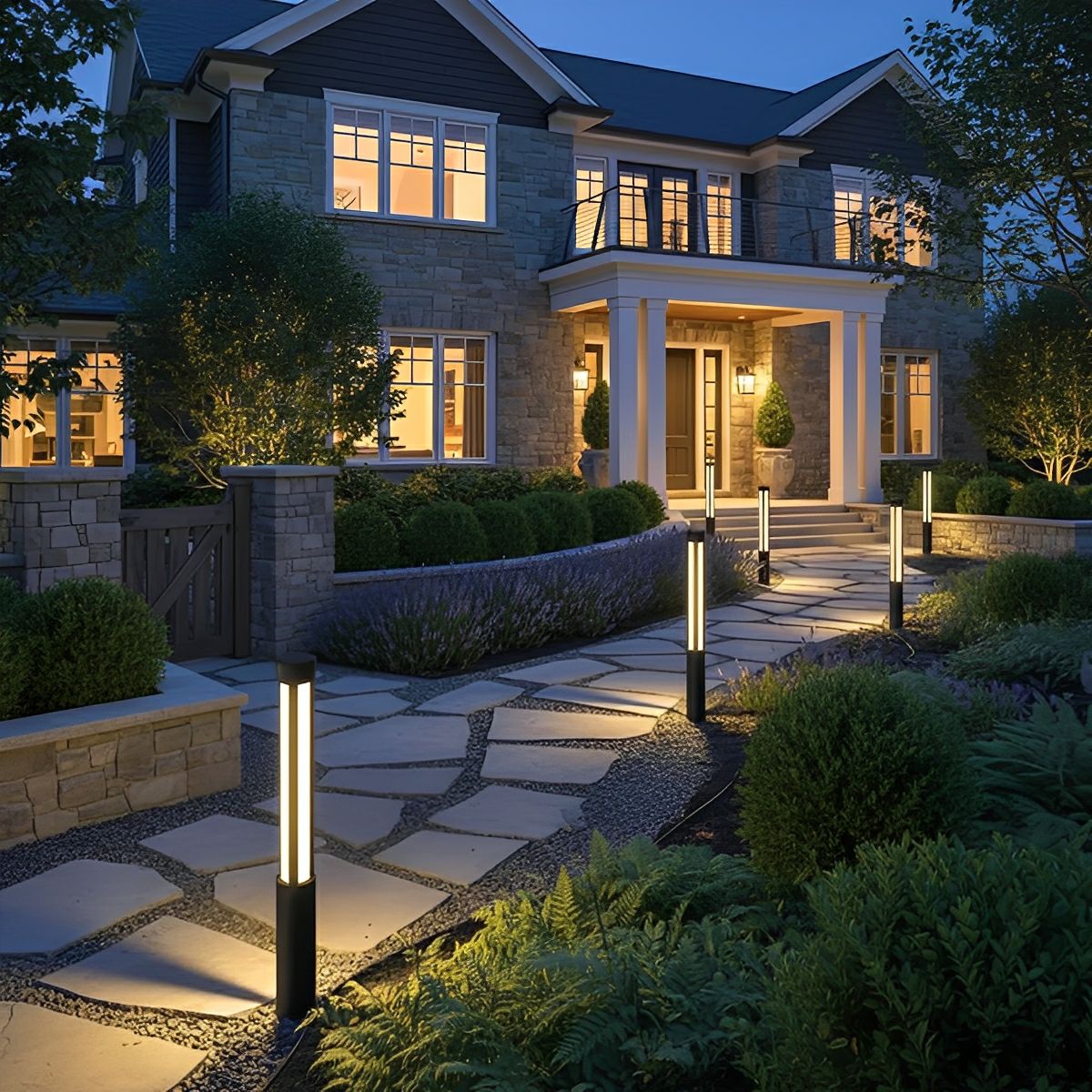 Cylindrical Outdoor Post LED Black Garden Lighting Pathway Lighting Waterproof Aluminum Garden Lamp Modern | Sansoti