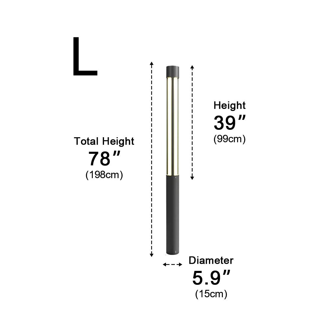 Cylindrical Outdoor Post LED Black Garden Lighting Pathway Lighting Waterproof Aluminum Garden Lamp Modern | Sansoti