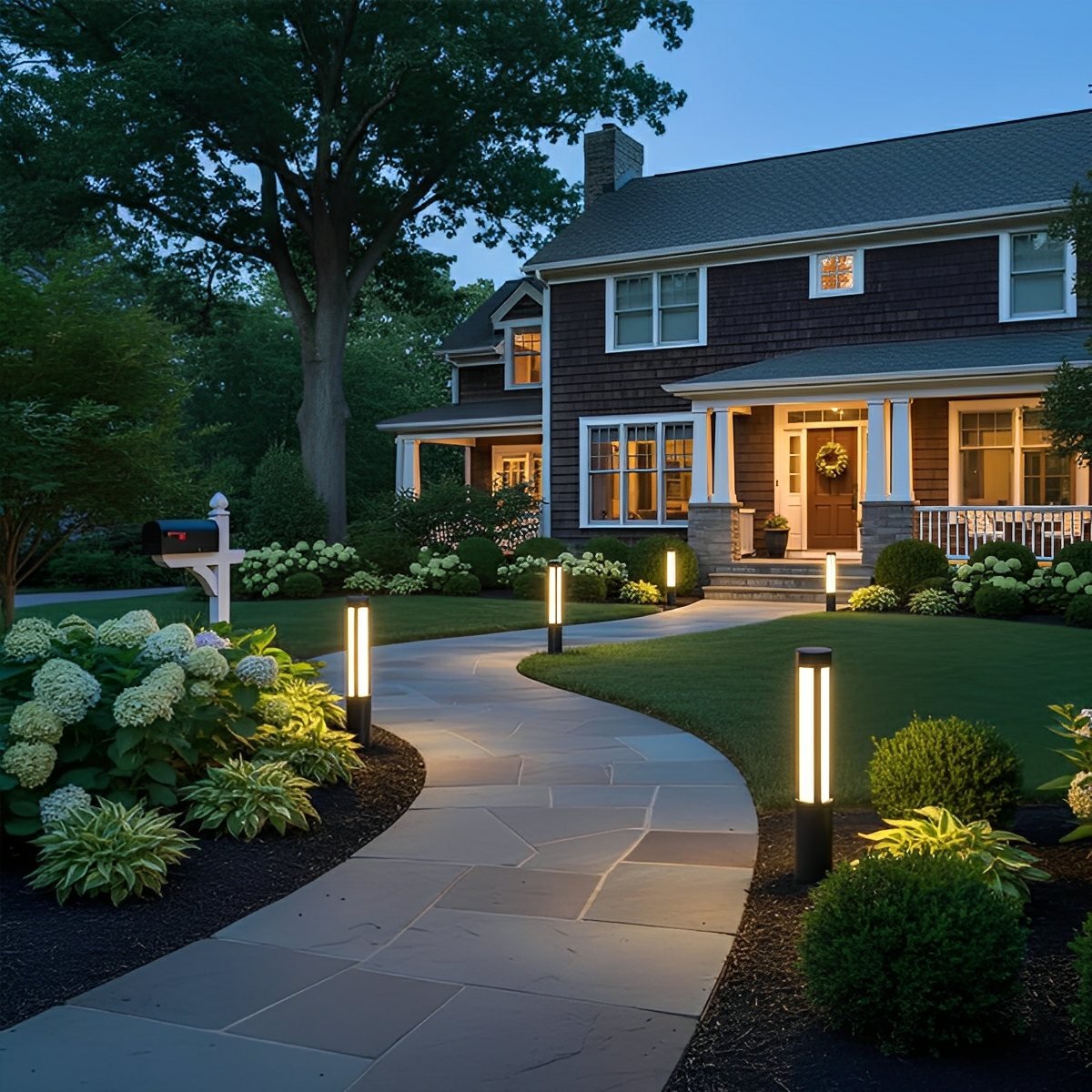 Cylindrical Outdoor Post LED Black Garden Lighting Pathway Lighting Waterproof Aluminum Garden Lamp Modern | Sansoti