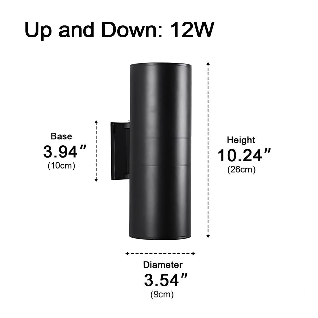 Cylindrical LED Outdoor Wall Light Waterproof Bidirectional Light Black Aluminum IP65 Wall Lighting | Sansoti