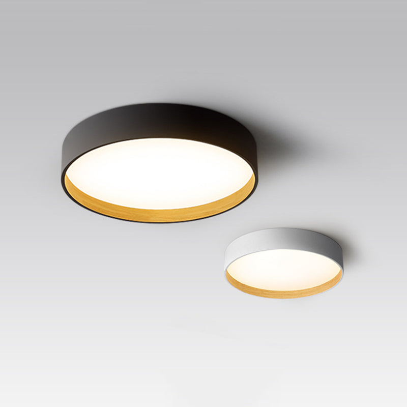 Modern Round LED Ceiling Light Metal Acrylic White Grey Black Dimmable Scandinavian Bedroom Interior | Sansoti