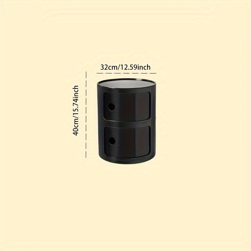 Round Multi-Tier Storage Cabinet White Bedside Table Plastic Stackable Modular Small Cabinet Bedroom Side Table | Sansoti
