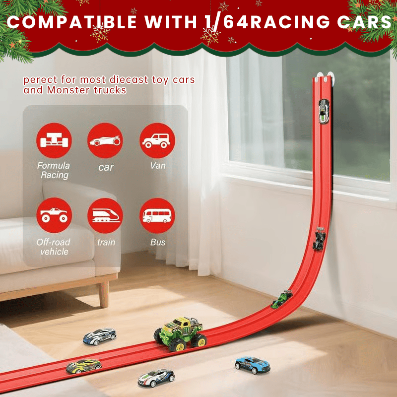 Flexible DIY-Rennbahn für Kinder – 5 Meter Rennstrecke mit Autos und Loopings | Sansoti