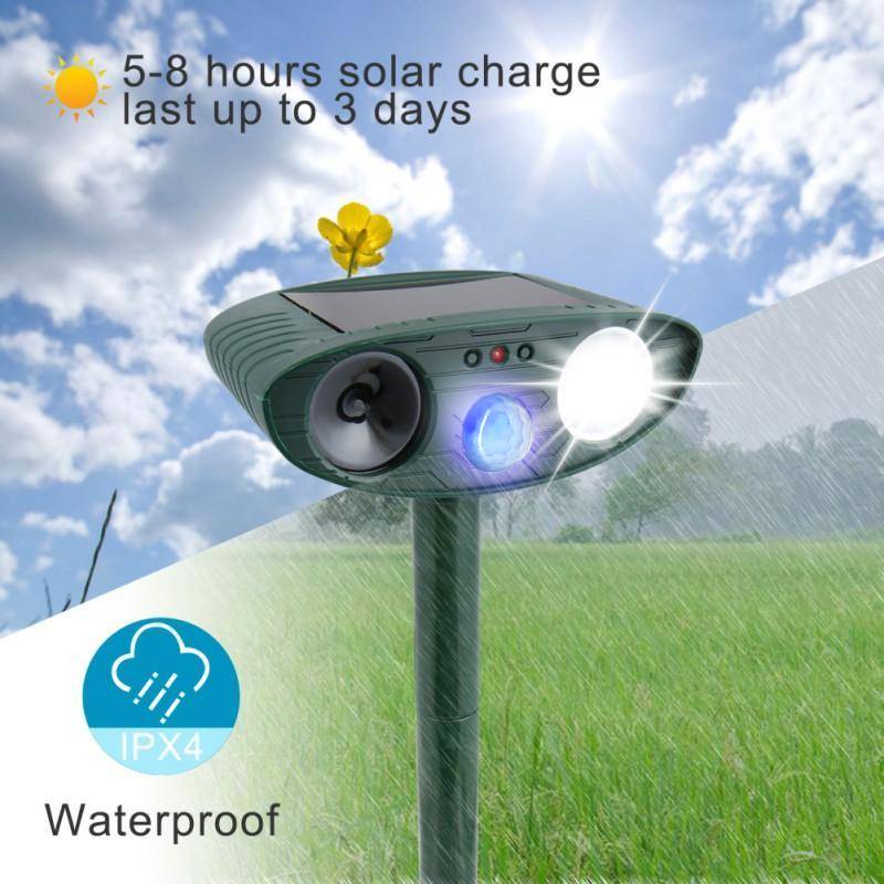 Solar Panel Animal Repeller with Motion Sensor & Ultrasonic Sound Waves | Sansoti