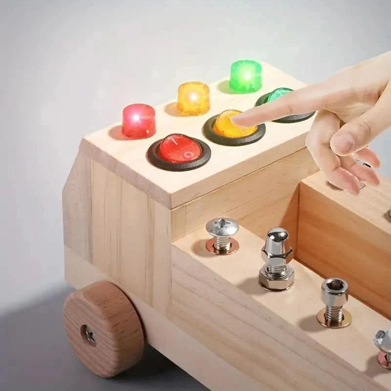 Tablero de actividades de madera Montessori para la motricidad fina de niños pequeños, juguete educativo LED | Sansoti