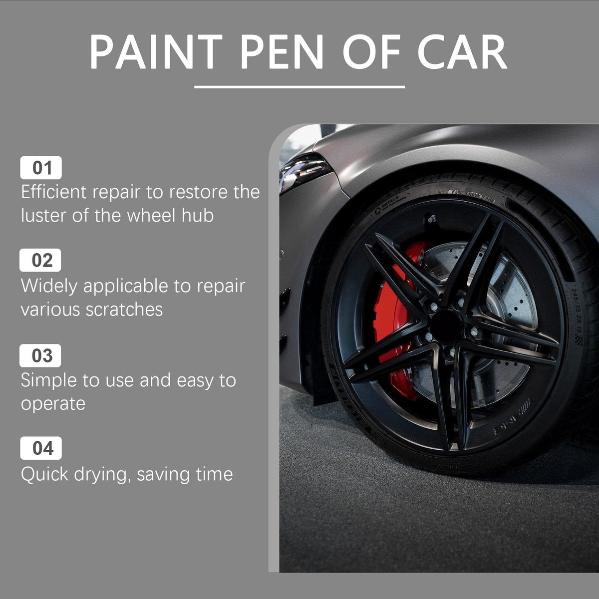 Lakstift Set Zwart Auto Velgen Reparatie 3 Stuks 10ml Krasvuller Verfstift Herstelpotlood Velg Onderhoud Kit | Sansoti