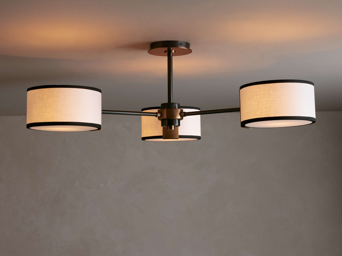 Runde Deckenleuchte mit Stoffschirm 91cm Warmes Licht für Wohnzimmer Schlafzimmer Esszimmer Moderne Ambientebeleuchtung | Sansoti