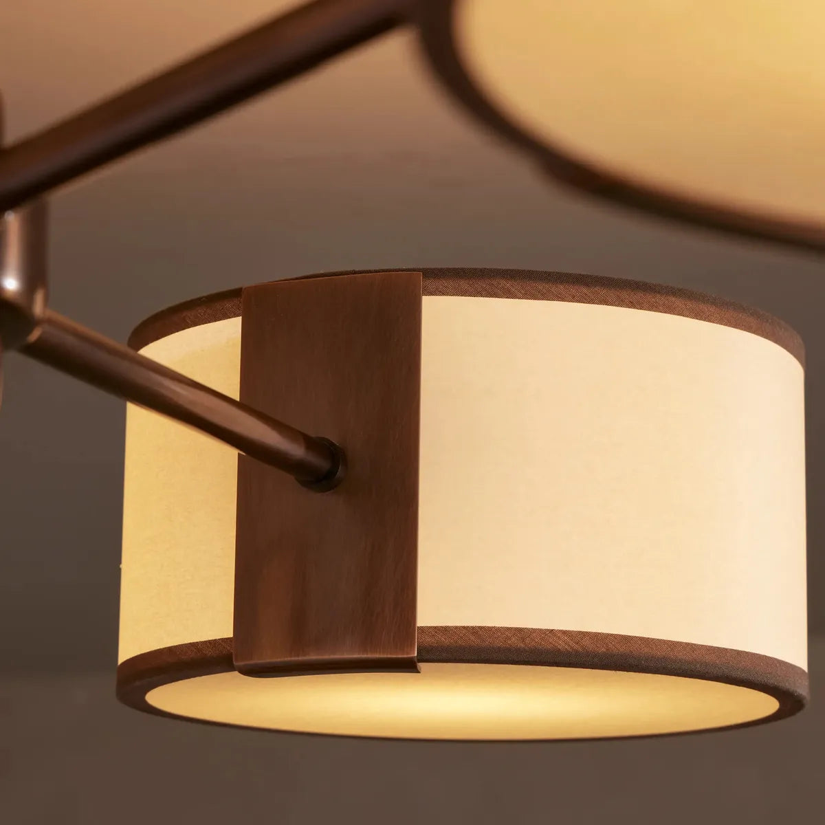 Runde Deckenleuchte mit Stoffschirm 91cm Warmes Licht für Wohnzimmer Schlafzimmer Esszimmer Moderne Ambientebeleuchtung | Sansoti