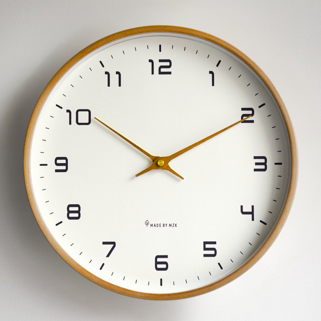 Wooden Wall Clock Silent Movement Scandinavian Design Ø25 cm Ø30 cm Natural Wood Look Quiet Quartz Movement Living Room Bedroom | Sansoti