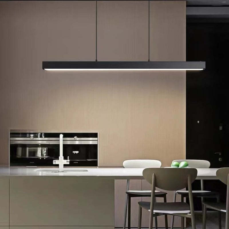 Linear LED Pendant Light Metal Black Brown Dimmable Modern Design Dining Table Kitchen Island Dining Area Lighting | Sansoti