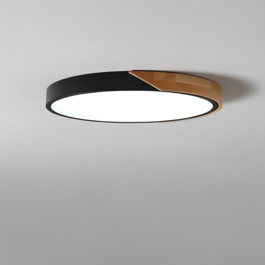 LED-Deckenleuchte Holz Metall rund modern minimalistisch weiß Wohnzimmer Schlafzimmer Büro Deckenbeleuchtung energiesparend | Sansoti