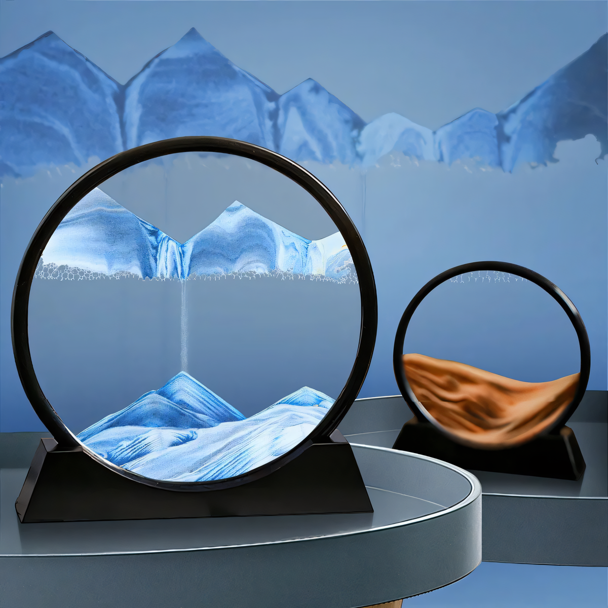 Boule de sable décorative avec sable mouvant – Petite 7 pouces & grande 12 pouces – Décoration de table apaisante pour relaxation et pleine conscience | Sansoti