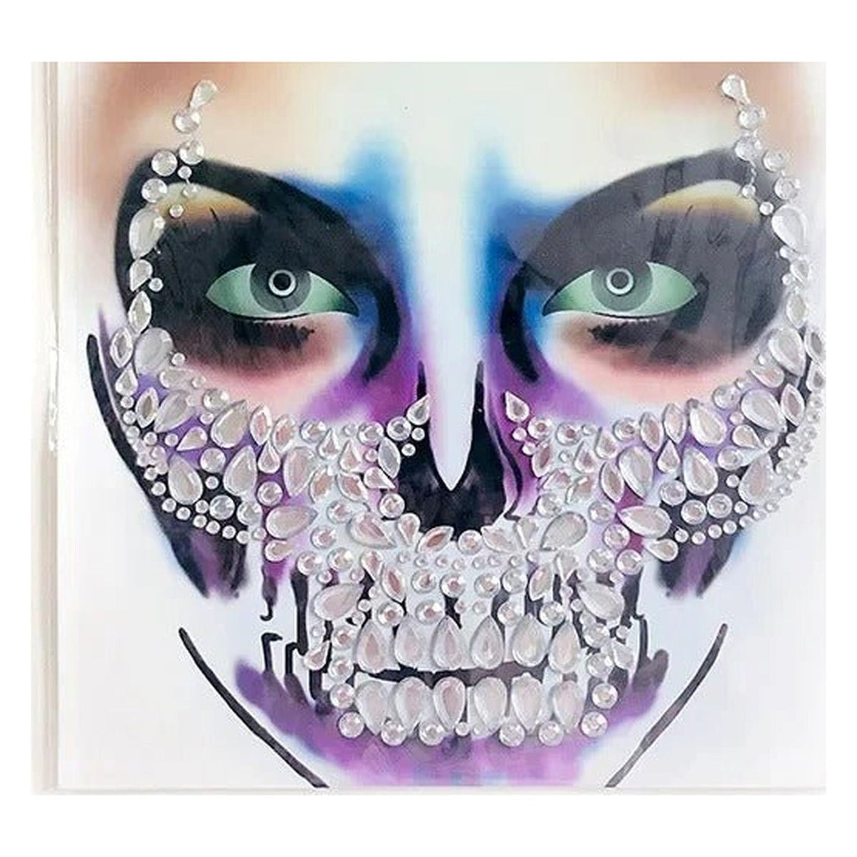 Gesichtsschmuck Halloween Totenkopf Stern Spinne Selbstklebend Acryl Strass Glitzer Party Verkleidung Karneval | Sansoti