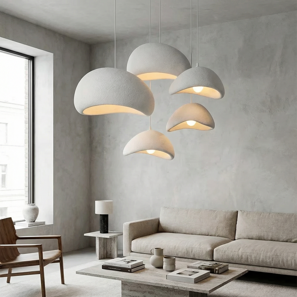 Minimalist Pendant Lamp with Stone Texture – Modern Lighting in Scandinavian Style | Sansoti