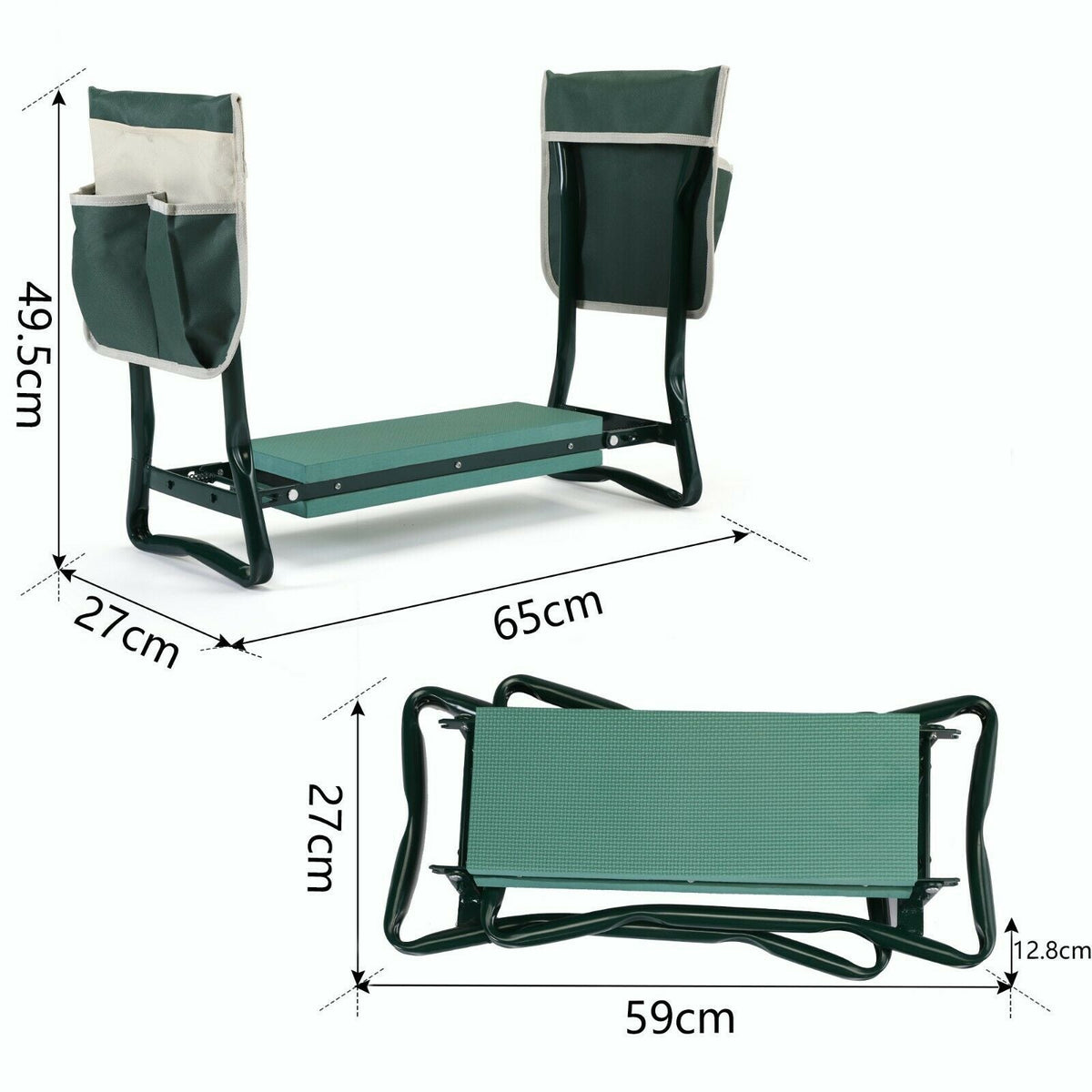 Foldable Garden Kneeler and Seat Bench with Tool Bags – Ergonomic Gardening Aid up to 150 kg | Sansoti