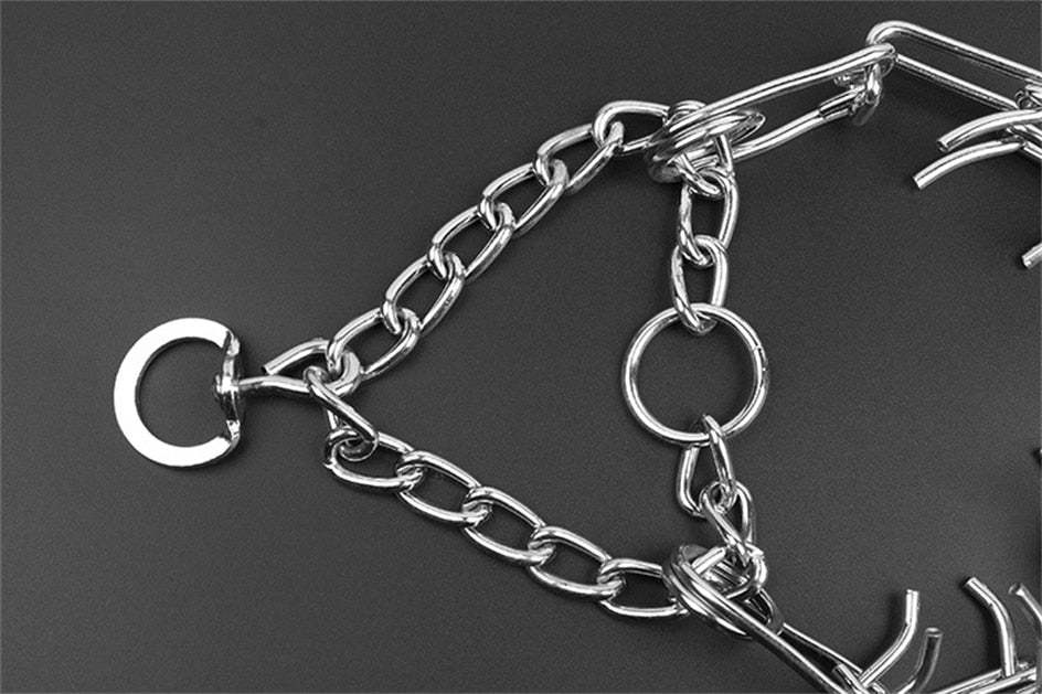 Adjustable dog training collar with rubber points and metal links, for medium to large dogs, behavior training and education | Sansoti