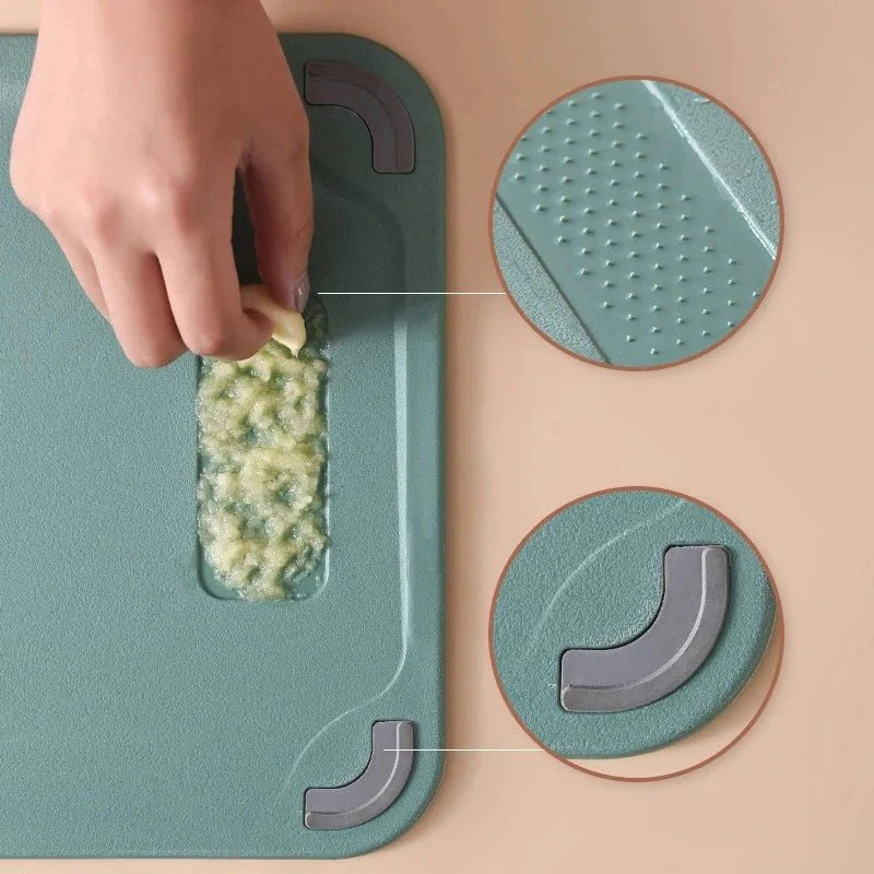 Planche à Découper Inox Double Face avec Rigole et Râpe à Ail | Sansoti