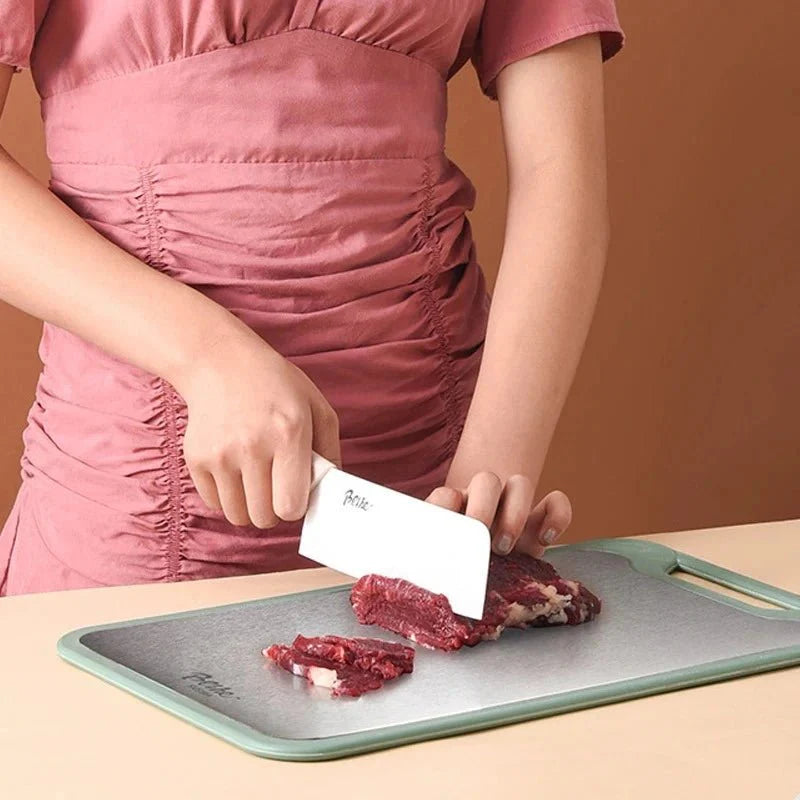 Planche à Découper Inox Double Face avec Rigole et Râpe à Ail | Sansoti