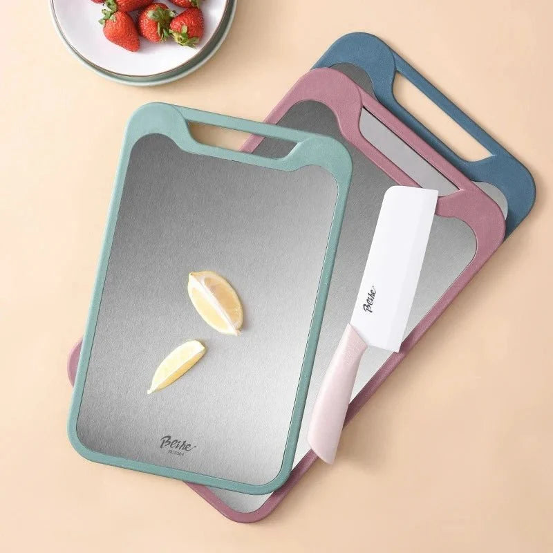 Planche à Découper Inox Double Face avec Rigole et Râpe à Ail | Sansoti