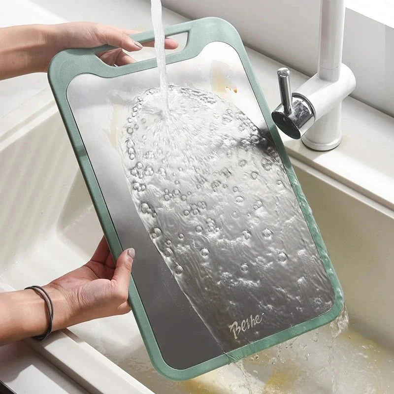 Planche à Découper Inox Double Face avec Rigole et Râpe à Ail | Sansoti