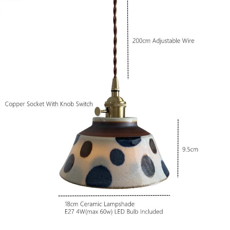 Hand-Painted Ceramic Pendant Lamp – Unique Floral Motif for Dining Room, Kitchen & Café | Sansoti