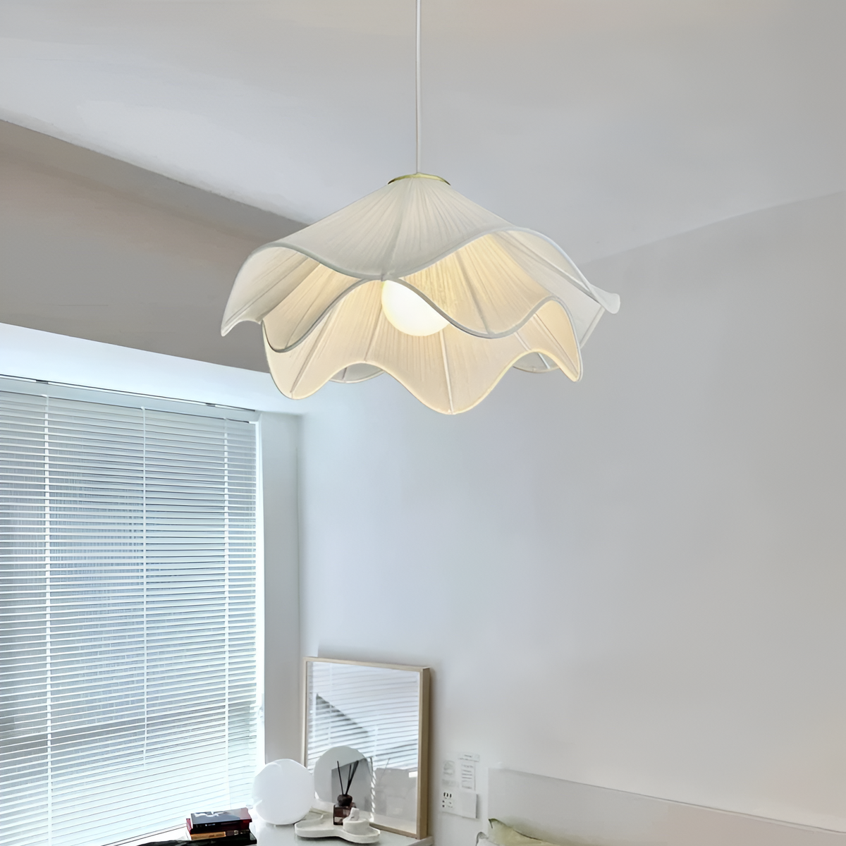 Hängelampe Japandi Stoff Rund Skandinavisch Design E27 40-80cm Warmes Licht | Sansoti