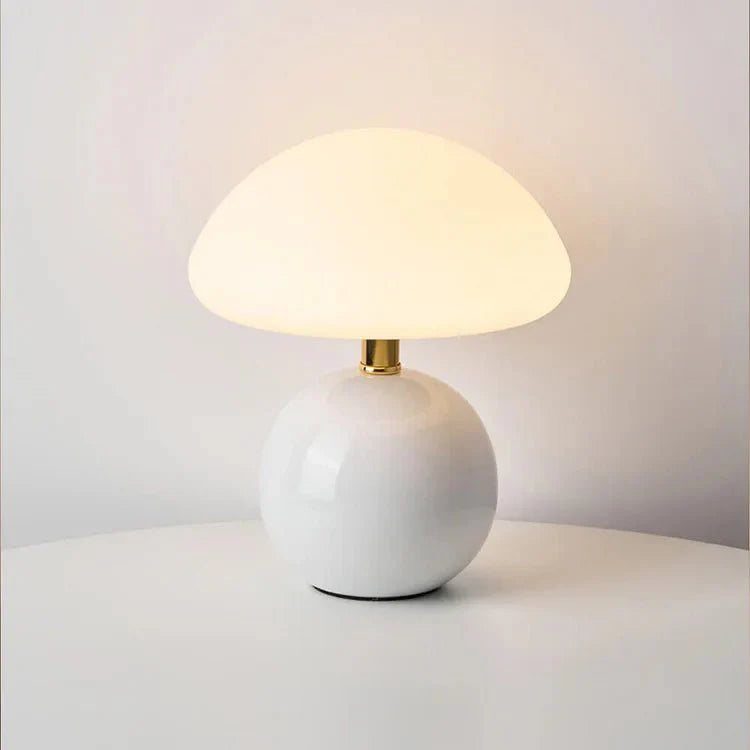 Dimmable LED Mushroom Lamp Retro Design Table Lamp Ceramic Frosted Glass 3 Light Modes Ambient Light Desk | Sansoti