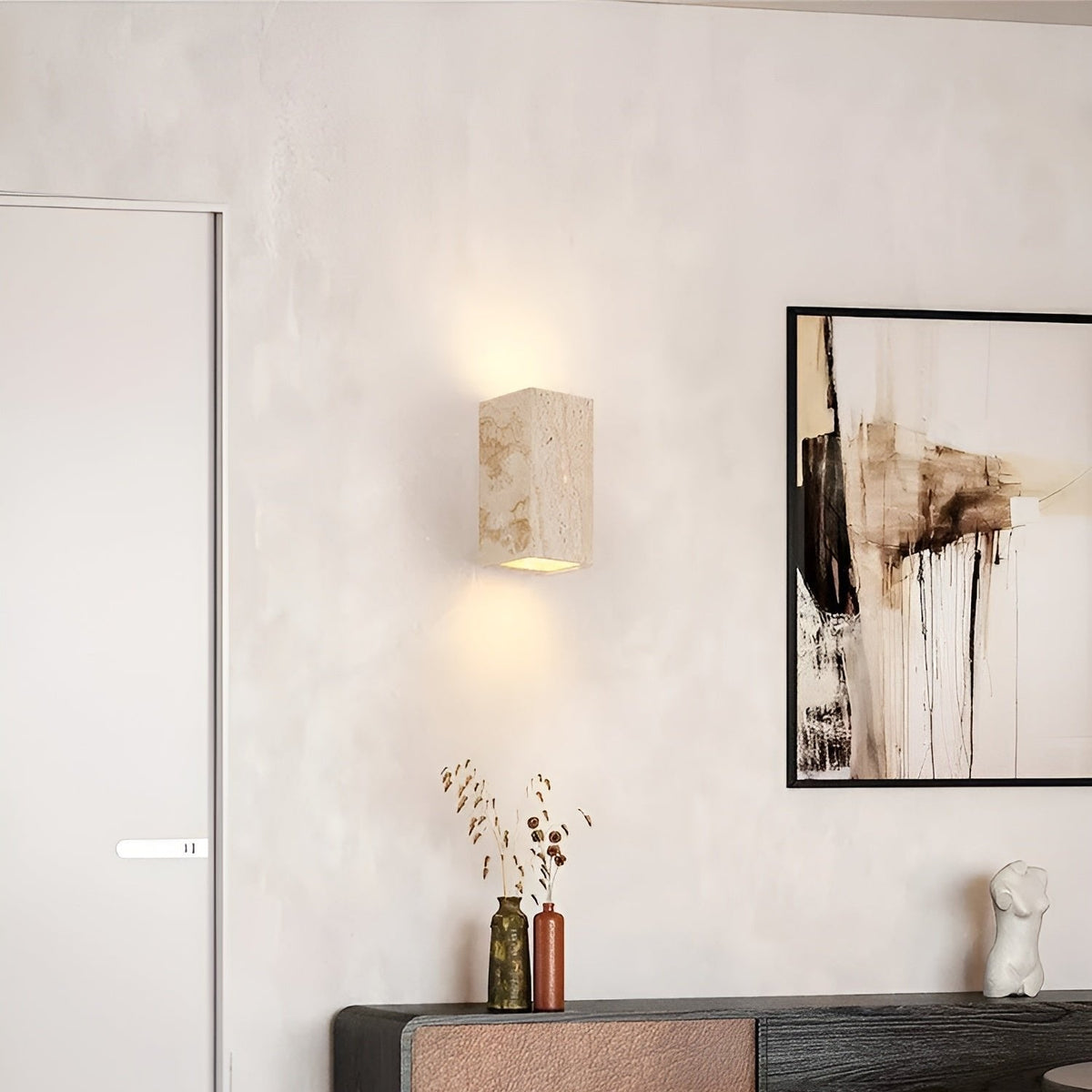 Außenlampe Travertin Stein Up Down LED IP65 3000K Fassade | Sansoti